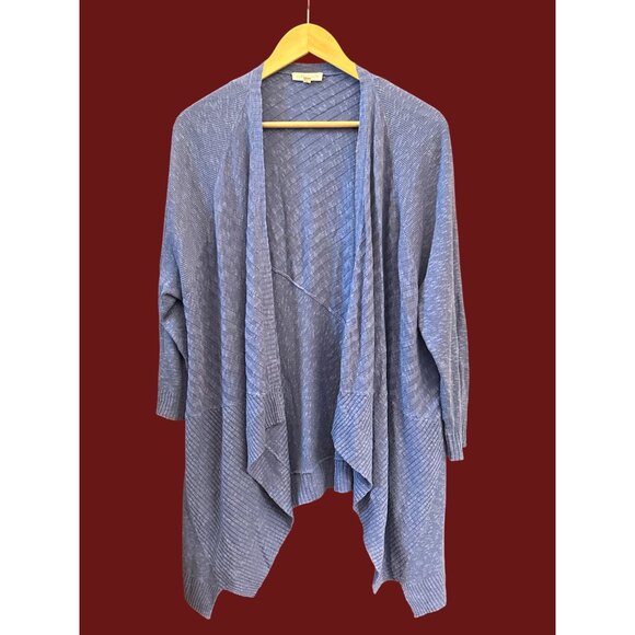 Eileen Fisher Linen Blend Draped Open Front Cardigan Minimalist Boho Chic XL - Picture 1 of 6
